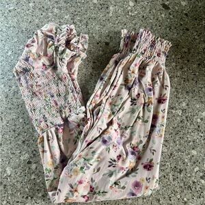 Cheeky Plum l Floral Smocked Jumpsuit with Ruffled Cap Sleeves l Size 4T